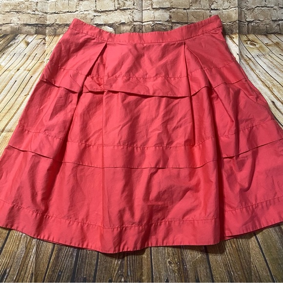 J Crew Coral Pink Cotton Tiered Ruffle Side Zip Skirt - Picture 1 of 5